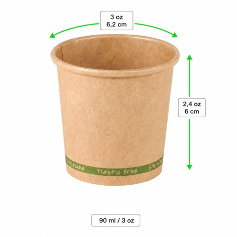 Gobelet Zen en carton kraft brun sans plastique, Waterbased  H60mm 90ml
