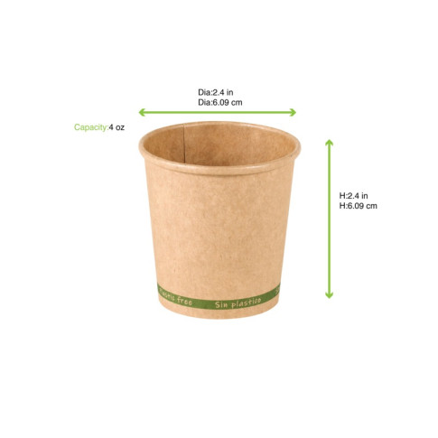 Gobelet Zen en carton kraft brun sans plastique, Waterbased  H62mm 120ml