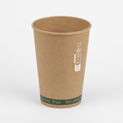 Gobelet Zen en carton kraft brun sans plastique, Waterbased  H79mm 180ml