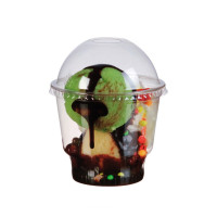 Couvercle PET transparent dôme avec trou   H45mm