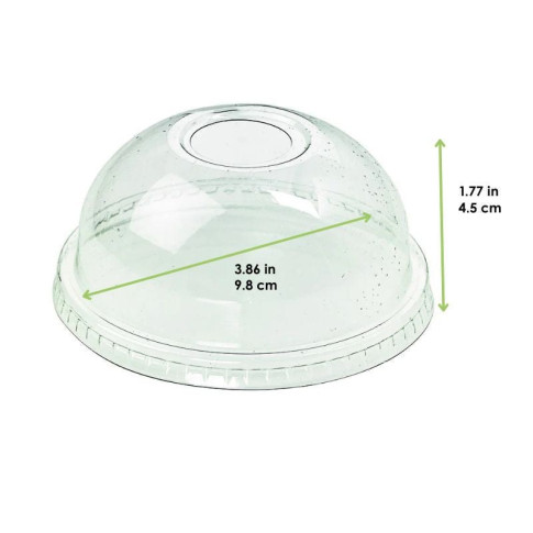 Couvercle PET transparent dôme avec trou   H45mm