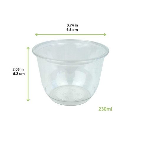 Pot à dessert en plastique PET transparent  H52mm 230ml