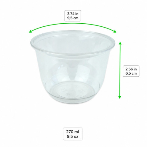 Pot à dessert en plastique PET transparent  H65mm 270ml