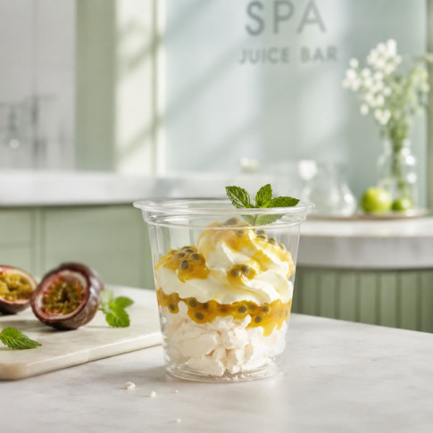 Pot à dessert en plastique PET transparent  H65mm 270ml