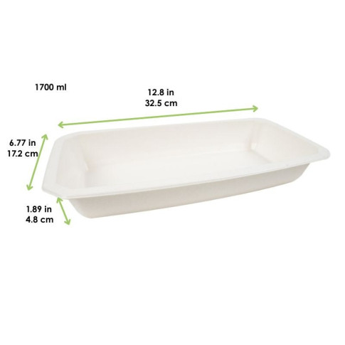 Barquette scellable pulpe laminée PLA "gastronorme" 1/3 325x172mm H48mm 1700ml