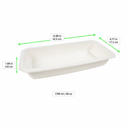 Barquette scellable pulpe laminée PLA "gastronorme" 1/3 325x172mm H48mm 1700ml