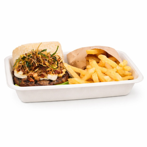 Barquette scellable pulpe laminée PLA "gastronorme" 1/4 265x160mm H45mm 1200ml