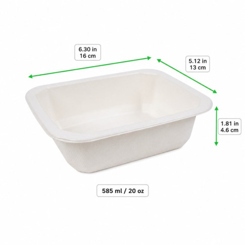 Barquette scellable pulpe laminée PLA "gastronorme" 1/8 160x130mm H46mm 585ml