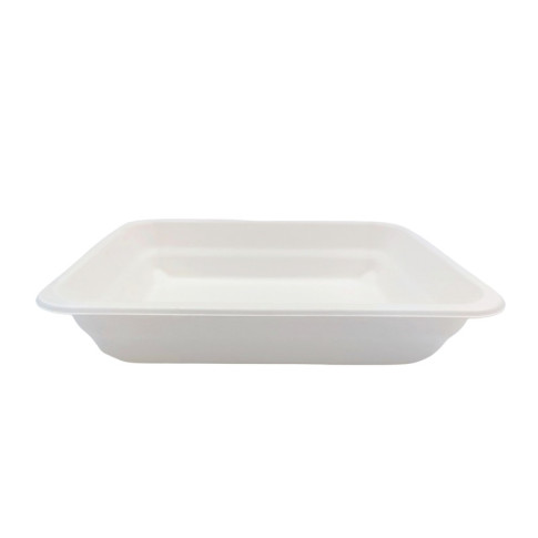 Barquette scellable blanche en pulpe de canne 227x178mm H45mm 1300ml