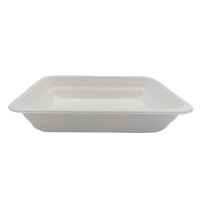 Barquette scellable blanche en pulpe de canne avec 2 compartiments 227x178mm H45mm 1060ml