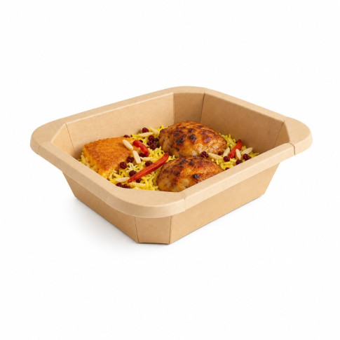 Barquettes GN 1/8 scellables en carton 160x130mm H45mm