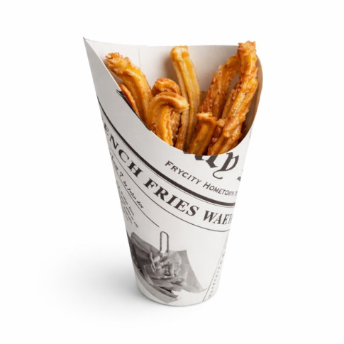 Gobelet snack carton blanc décor journal   H133mm 325ml