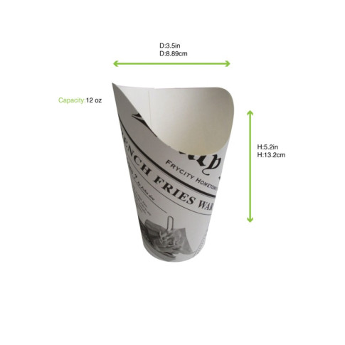 Gobelet snack carton blanc décor journal   H133mm 325ml