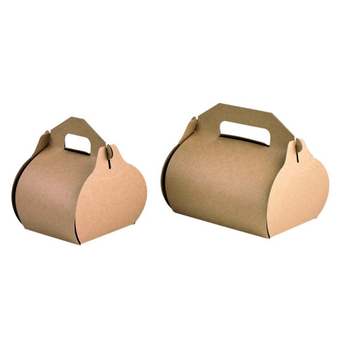 Boîte pâtissière haute carton kraft avec poignée 110x110mm H130mm