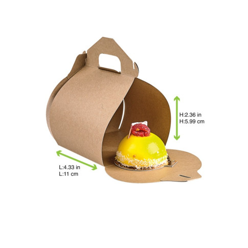 Boîte pâtissière haute carton kraft avec poignée 110x100mm H153mm