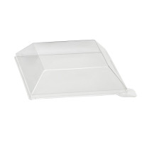 Couvercle dôme transparent en plastique PET pour mise en bouche Klarity 130x130mm H30mm