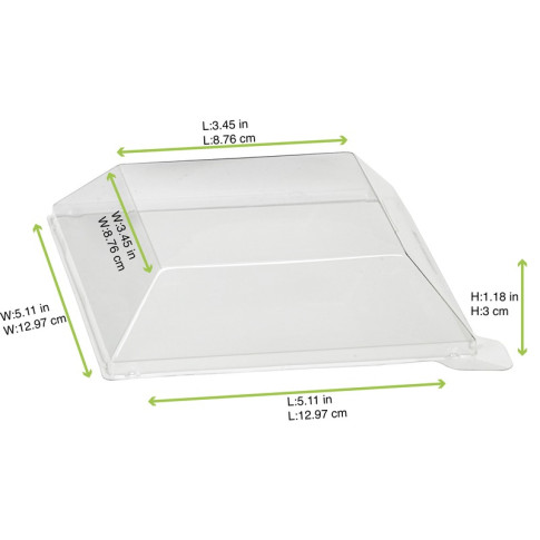Couvercle dôme transparent en plastique PET pour mise en bouche Klarity 130x130mm H30mm