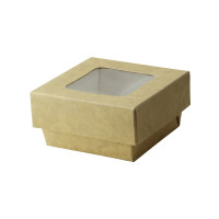 Boîte "Kray" carrée carton brun avec couvercle à fenêtre 85x85mm H40mm 200ml
