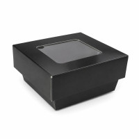 Boîte "Kray" carrée carton brun avec couvercle à fenêtre 85x85mm H40mm 200ml