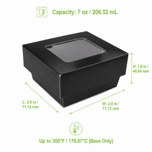 Boîte "Kray" carrée carton brun avec couvercle à fenêtre 85x85mm H40mm 200ml