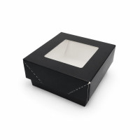 Boîte "Kray" carrée carton noir avec couvercle à fenêtre 85x85mm H40mm 200ml