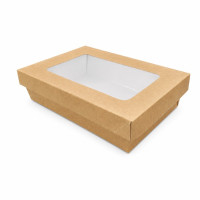 Boîte "Kray" rectangulaire carton avec couvercle à fenêtre 225x155mm H53mm