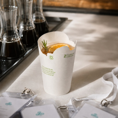 Pot Nolida blanc en carton à fermeture intégrée  H105mm 375ml