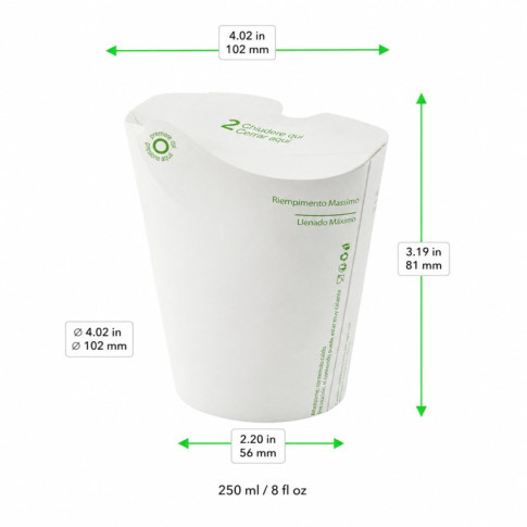 Pot Nolida blanc en carton à fermeture intégrée  H81mm 250ml