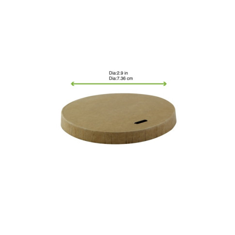 Couvercle plat brun en carton kraft sans matière plastique, Waterbased  H12mm