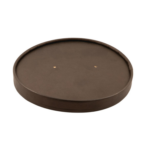 Couvercle plat noir en carton kraft perforé pour la vapeur  H15mm