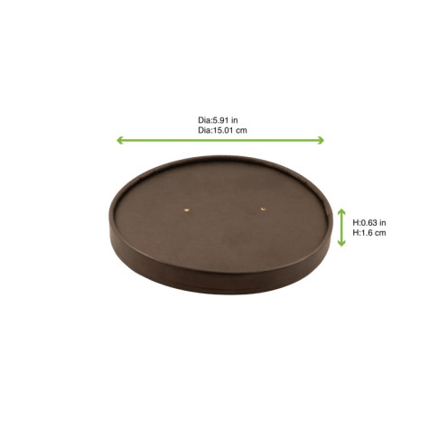 Couvercle plat noir en carton kraft perforé pour la vapeur  H15mm
