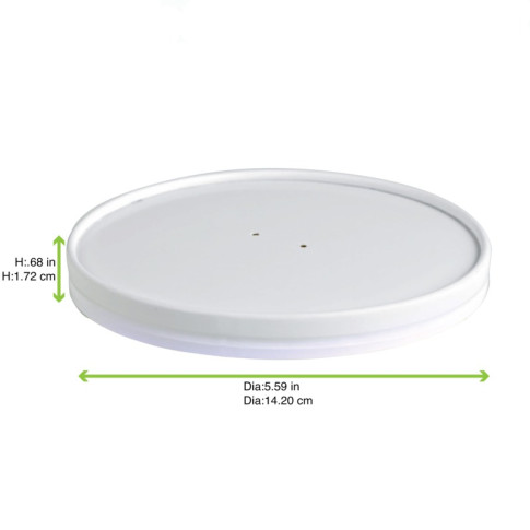 Couvercle plat blanc en carton kraft perforé pour la vapeur  H18mm