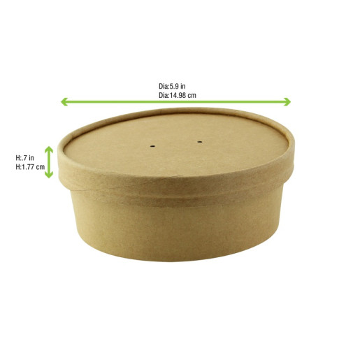 Couvercle plat brun en carton kraft perforé pour la vapeur  H16mm