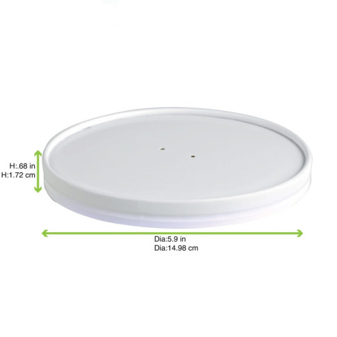 Couvercle plat blanc en carton kraft perforé pour la vapeur  H16mm