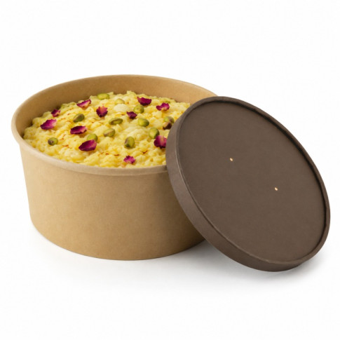 Couvercle plat brun en carton kraft perforé pour la vapeur  H16mm
