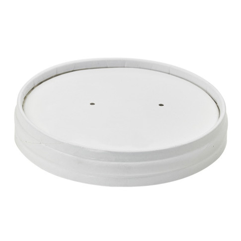 Couvercle plat blanc en carton kraft perforé pour la vapeur  H15mm