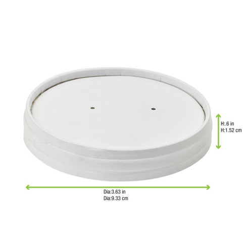 Couvercle plat blanc en carton kraft perforé pour la vapeur  H15mm