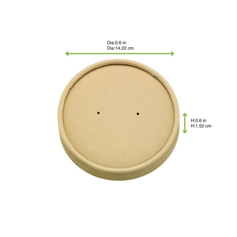 Couvercle plat brun en carton kraft sans matière plastique, Waterbased  H16mm