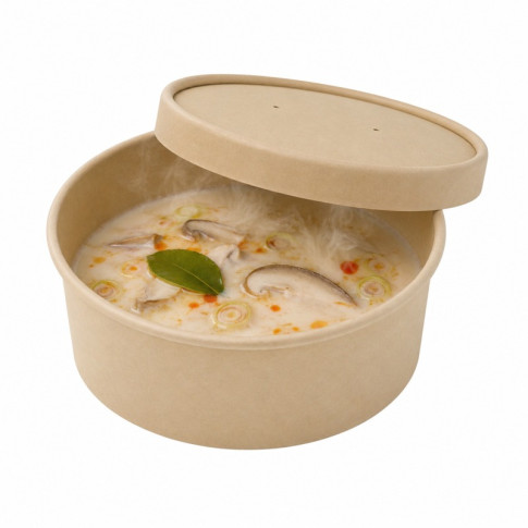 Couvercle plat brun en carton fibre de bambou sans matière plastique, Waterbased  H16mm
