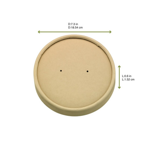 Couvercle plat brun en carton fibre de bambou sans matière plastique, Waterbased  H16mm