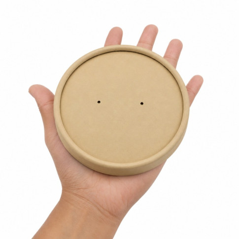 Couvercle plat brun en carton fibre de bambou sans matière plastique, Waterbased  H16mm