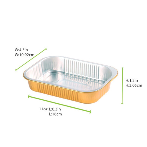 Opseal Barquette aluminium extérieur or/ Intérieur argenté 161x110mm H30mm 320ml