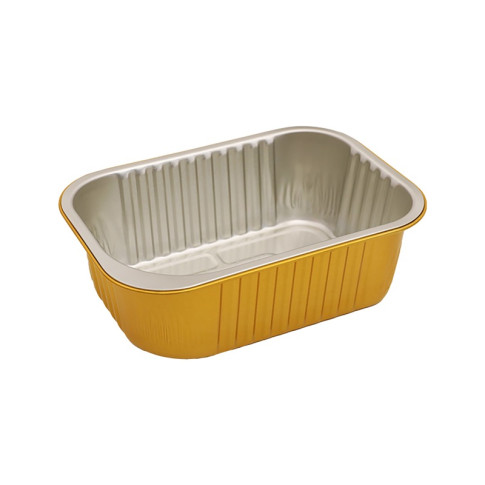 Opseal Barquette aluminium extérieur or/ Intérieur argenté 161x110mm H40mm 680ml