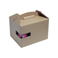Boite carton kraft avec poignée "Lunchgo"  300x200mm H175mm