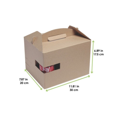 Boite carton kraft avec poignée "Lunchgo"  300x200mm H175mm