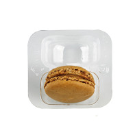 Insert plastique PET transparent 2 macarons avec fermeture clipsable  69x64mm H23mm