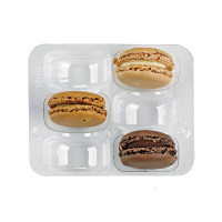 Insert plastique PET transparent 6 macarons (2x3) avec fermeture clipsable  118x100mm H23mm