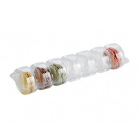 Insert plastique PET transparent 7 macarons avec fermeture clipsable  213x62mm H23mm