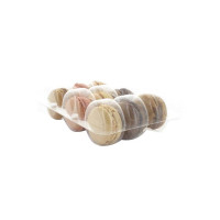 Insert plastique PET transparent 9 macarons (3x3) avec fermeture clipsable  110x160mm H20mm