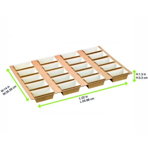 Plateau carton microflute rectangulaire avec 20 moules de cuisson  3 600x5 600mm